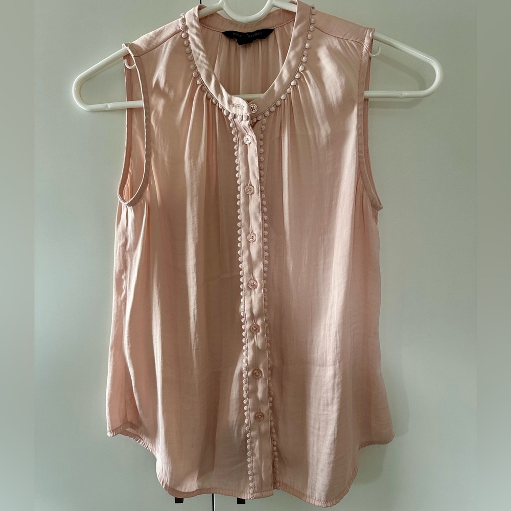 Banana Republic Pink Sleeveless Ruffled Blouse